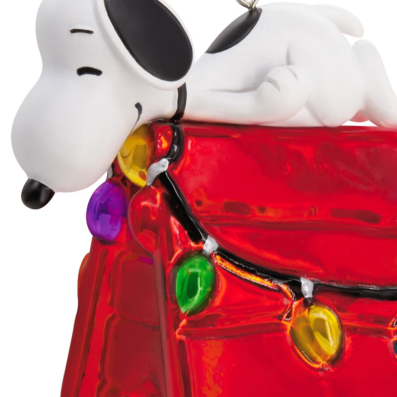 Peanuts® Snoopy on Holiday Doghouse Blown Glass Hallmark Ornament for only USD 14.99 | Hallmark