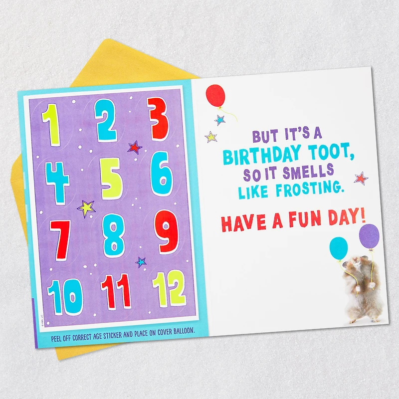 Tooting Hamster Customizable Kids Funny Birthday Card With Age Stickers for only USD 3.99 | Hallmark