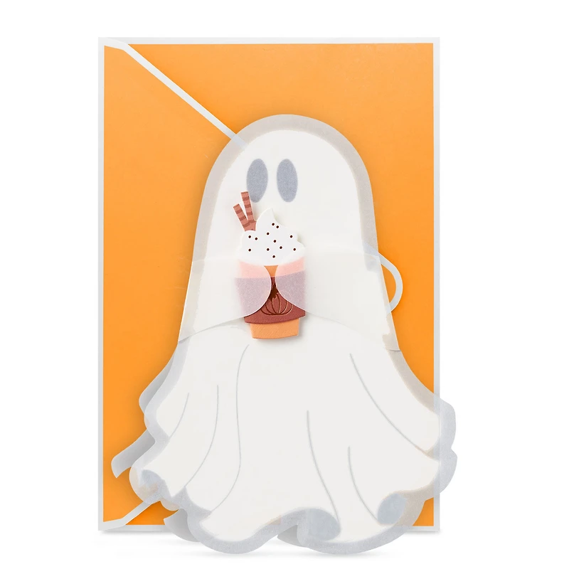 Ghost with Pumpkin Latte Papercraft Halloween Card for only USD 5.99 | Hallmark