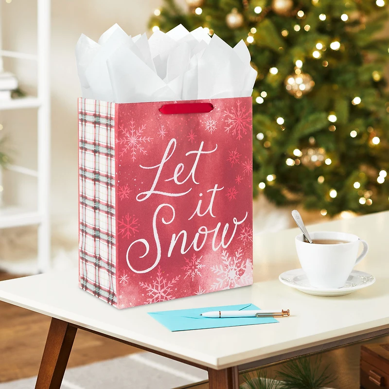13" Let It Snow Weathered Red Large Holiday Gift Bag for only USD 4.49 | Hallmark