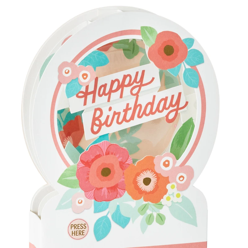 Happy Birthday Floral Snow Globe Musical 3D Pop-Up Birthday Card With Motion for only USD 12.99 | Hallmark