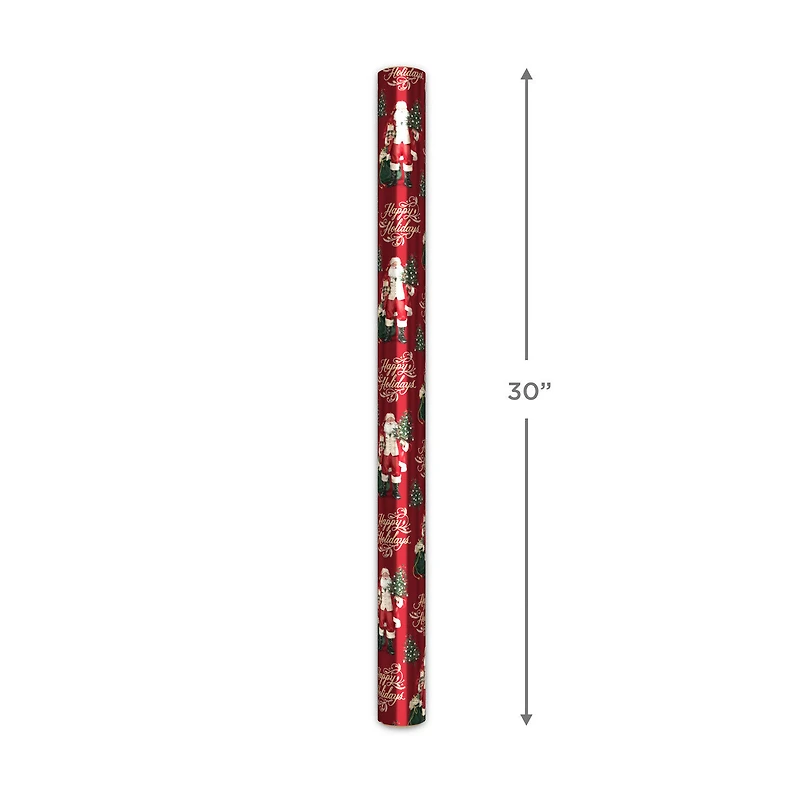 Happy Holidays Santa Metallic Burgundy Wrapping Paper Roll, 22.5 sq. ft. for only USD 4.99 | Hallmark