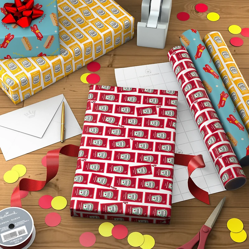 Oscar Mayer™ and Heinz Condiments 3-Pack Wrapping Paper Mini Roll Bundle, 45 sq. ft. total for only USD 11.99 | Hallmark