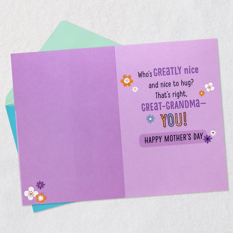 Greatly Nice and Nice to Hug Mother's Day Card for Great-Grandma from Kids for only USD 5.59 | Hallmark
