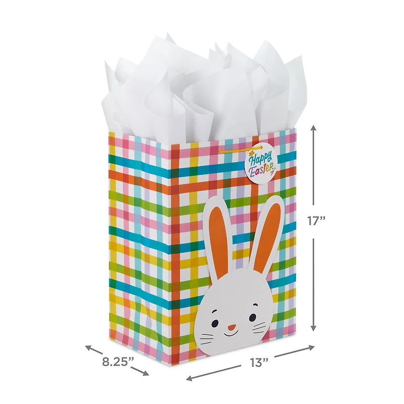 17" Bunny on Plaid Extra-Large Easter Gift Bag With Tissue Paper for only USD 9.99 | Hallmark