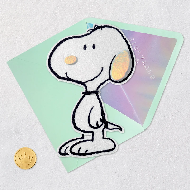 Peanuts® 75th Anniversary Felt Snoopy Blank Card for only USD 10.59 | Hallmark