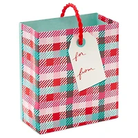 4.6" Plaid Candy Canes on Aqua Christmas Gift Card Holder Mini Bag for only USD 2.49 | Hallmark