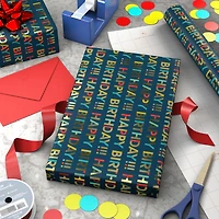 All-Caps Happy Birthday on Navy Wrapping Paper Roll, 20 sq. ft. for only USD 4.99 | Hallmark