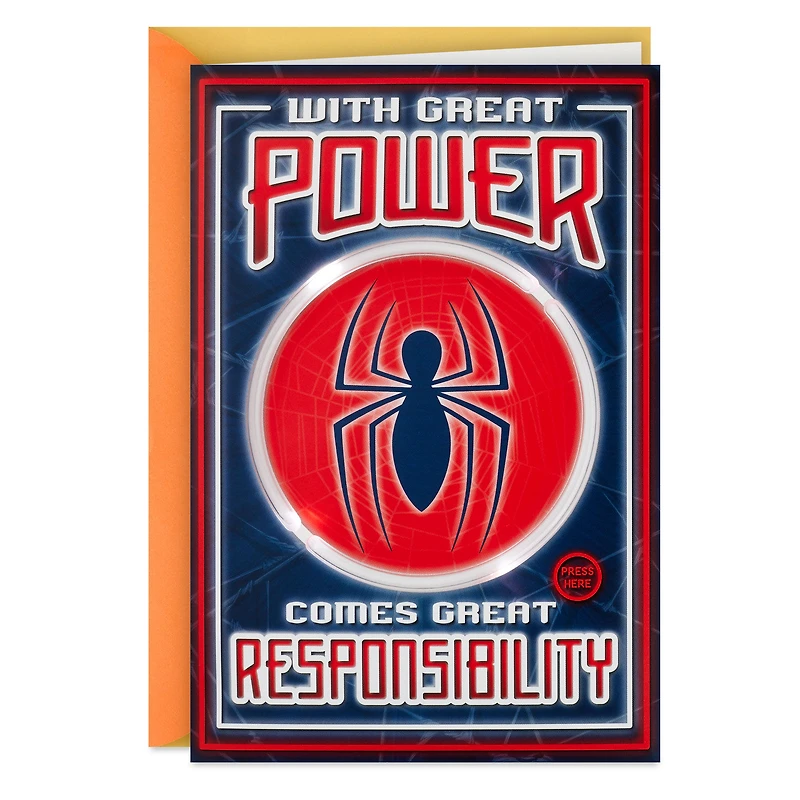 Marvel Spider-Man Power and Responsibility Musical Birthday Card With Light for only USD 9.59 | Hallmark