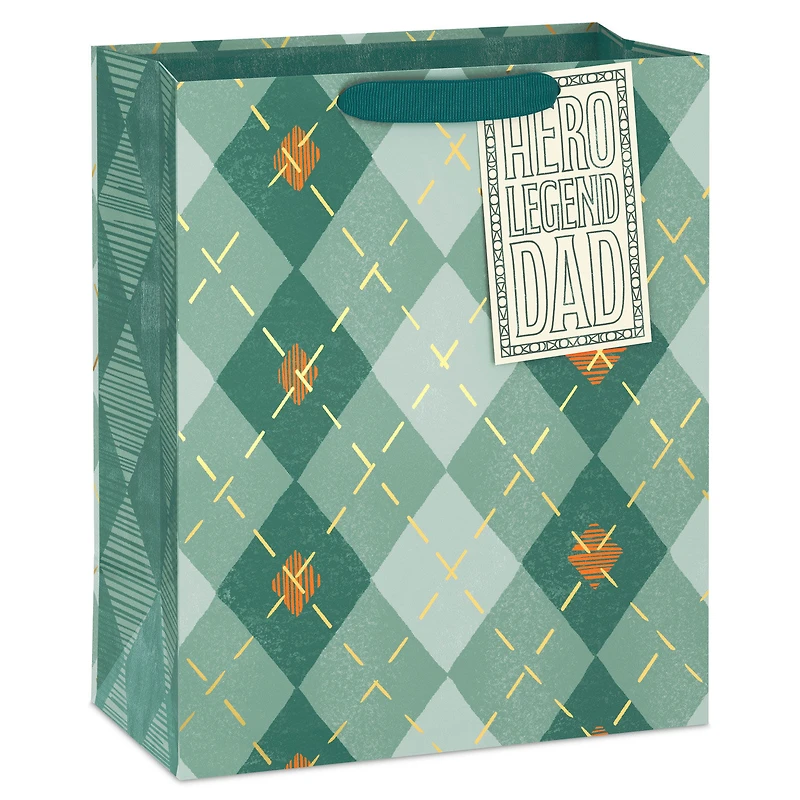 13" Sage Argyle Large Father's Day Gift Bag for only USD 5.49 | Hallmark