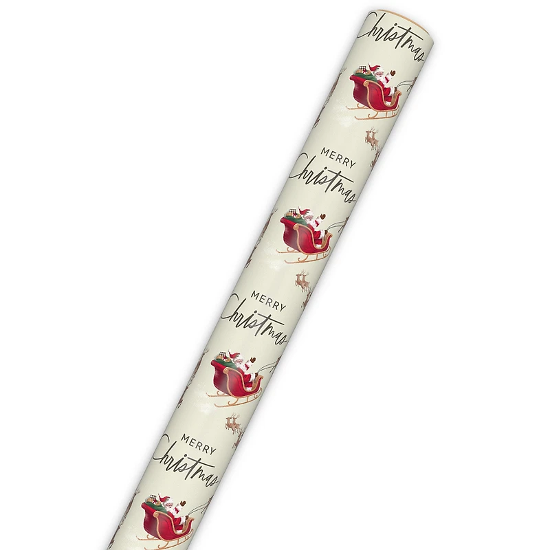 Reindeer and Sleigh on Ivory Jumbo Christmas Wrapping Paper Roll, 90 sq. ft. for only USD 9.99 | Hallmark