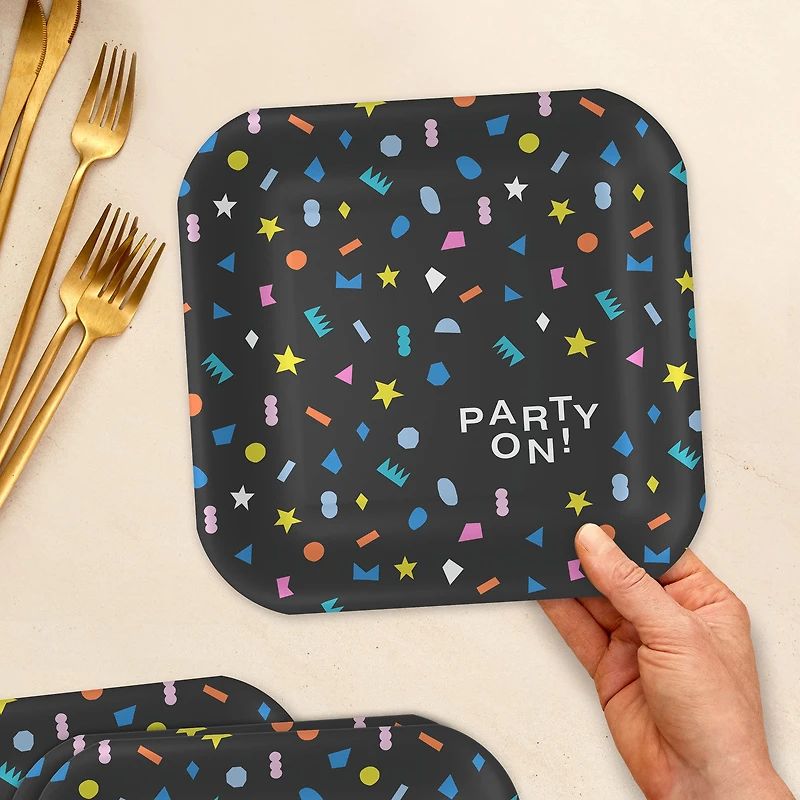 "Party On!" Geometric Shapes Dinner Plates, Pack of 8 for only USD 4.99 | Hallmark