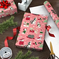 Cute Cats and Dogs on Pink Christmas Wrapping Paper Roll, 35 sq. ft. for only USD 4.99 | Hallmark
