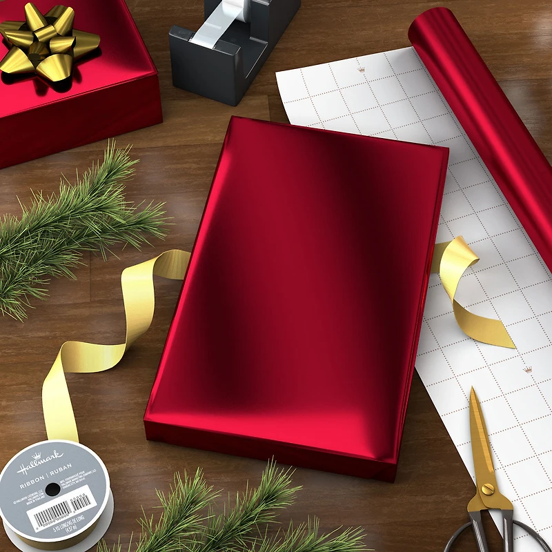 Solid Red Foil Christmas Wrapping Paper Roll, 22.5 sq. ft. for only USD 4.99 | Hallmark