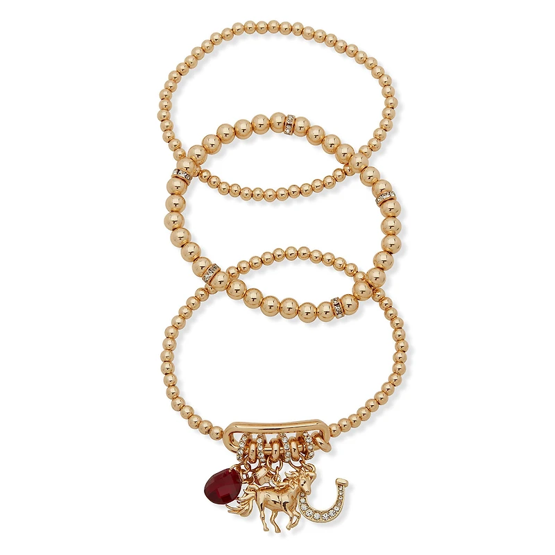 Kentucky Roses Gold Metal Beaded Bracelets With Charms, Set of 3 for only USD 28.00 | Hallmark