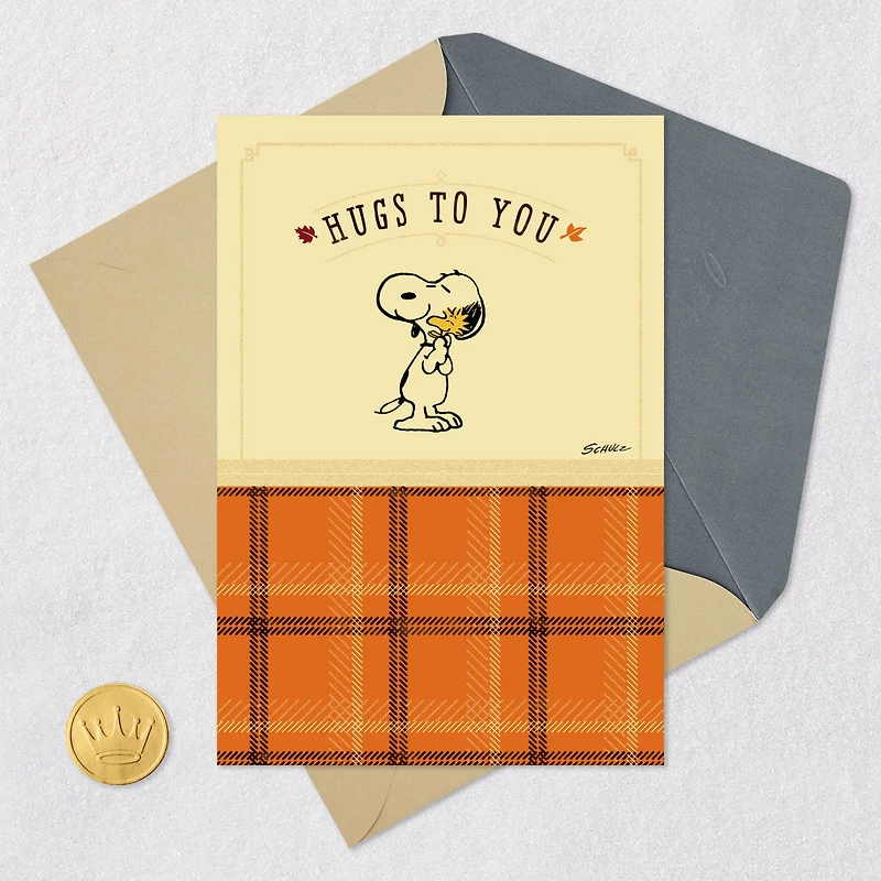 Peanuts® Snoopy and Woodstock Hugs to You Thanksgiving Card for only USD 3.99 | Hallmark