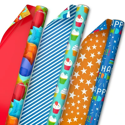 Bright Birthday 3-Pack Reversible Wrapping Paper for only USD 16.99 | Hallmark