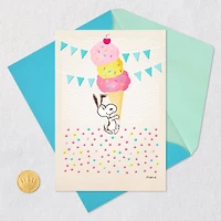 Peanuts® Snoopy Super-Duper Triple-Scooper Birthday Card for only USD 3.99 | Hallmark
