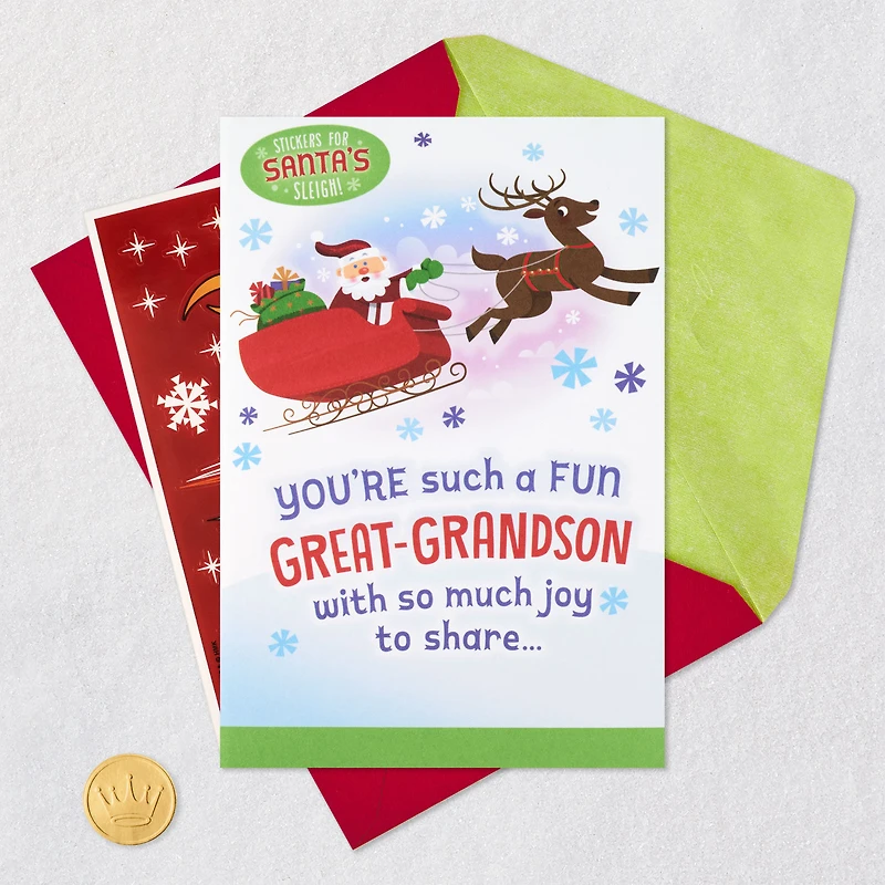 So Much Joy to Share Christmas Card for Great-Grandson With Sticker Activity for only USD 4.59 | Hallmark