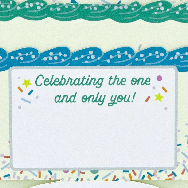 Blue and Green Confetti Cake Pick-a-Number Customizable Pop-Up Birthday Card for only USD 9.99 | Hallmark