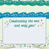Blue and Green Confetti Cake Pick-a-Number Customizable Pop-Up Birthday Card for only USD 9.99 | Hallmark