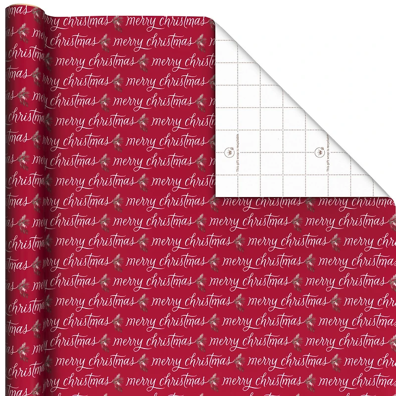 Cinnamon-Scented Merry Christmas on Red Wrapping Paper Roll, 20 sq. ft. for only USD 5.99 | Hallmark
