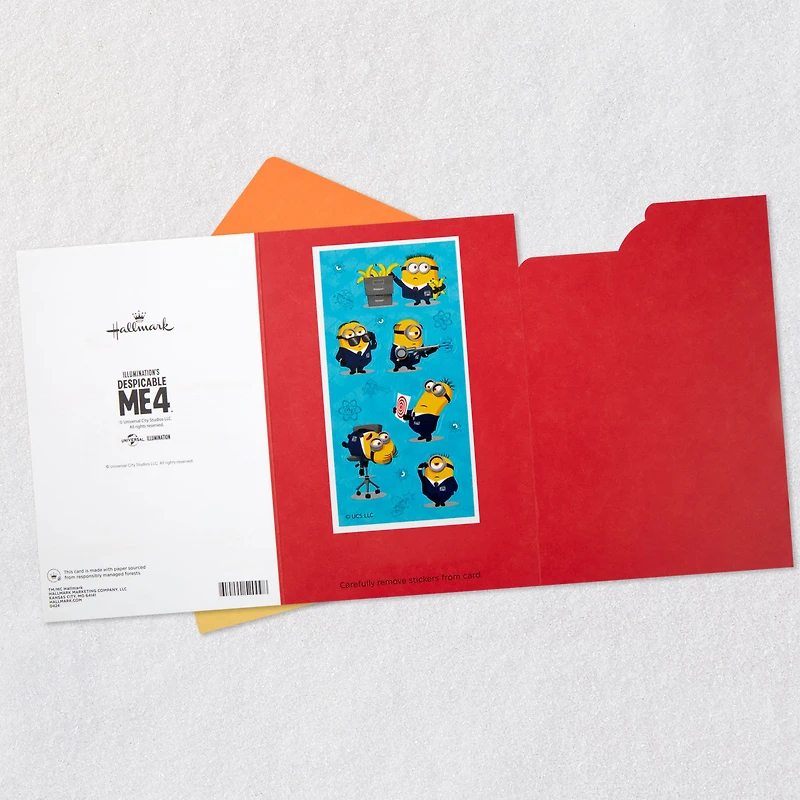 Despicable Me 4 Mind-blowing Coolness Minions Birthday Card for Kids With Stickers for only USD 4.99 | Hallmark