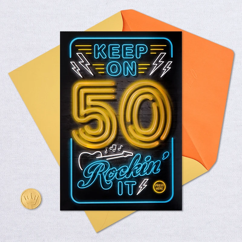 Keep On Rockin' It Musical Light-Up 50th Birthday Card for only USD 9.59 | Hallmark