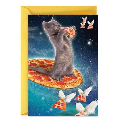 Galactic Cat With Pizza Funny Birthday Card for only USD 4.49 | Hallmark