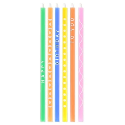 Multicolor Wishes and Patterns Tall Square Birthday Candles, Pack of 6 for only USD 5.99 | Hallmark
