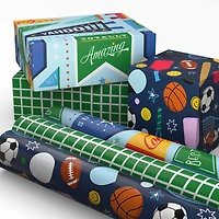 Sporty 3-Pack Wrapping Paper Mini Roll Bundle, 60 sq. ft. total for only USD 9.99 | Hallmark