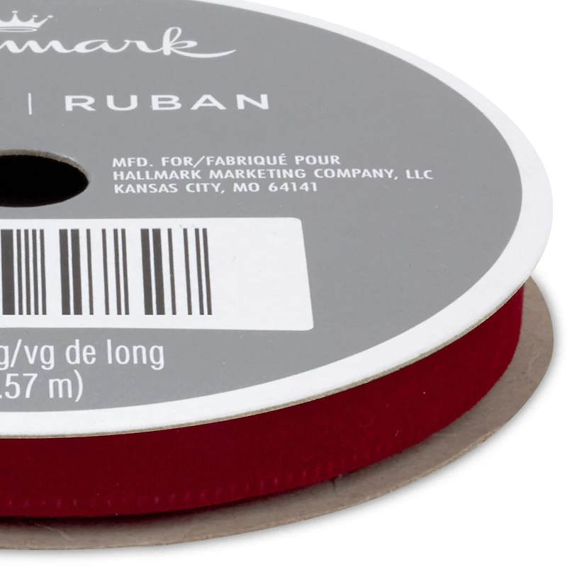 0.3" Burgundy Velvet Holiday Ribbon, 15' for only USD 3.99 | Hallmark