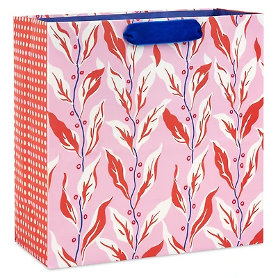 10.4" Vintage Leaves on Pink Large Square Gift Bag for only USD 4.99 | Hallmark
