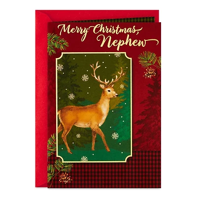 Reindeer and Red Plaid Christmas Card for Nephew for only USD 2.00 | Hallmark