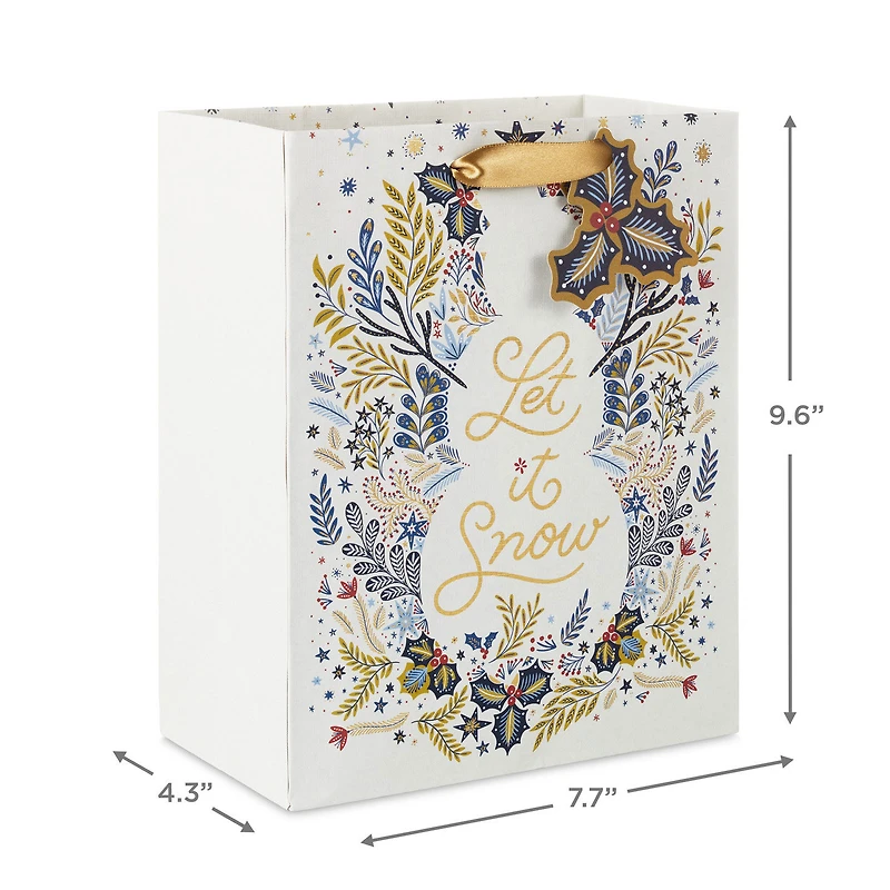 9.6" Snowman Silhouette on Holiday Toile Medium Gift Bag for only USD 3.99 | Hallmark