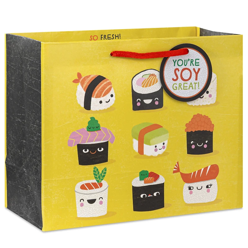 7.7" Sushi Smiles on Yellow Medium Horizontal Gift Bag for only USD 3.49 | Hallmark