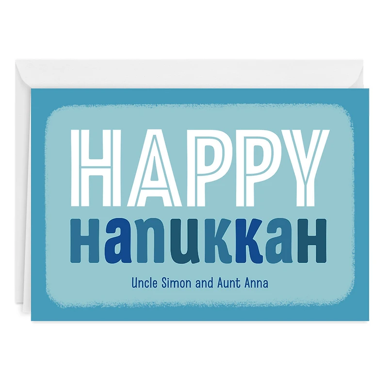 Blue and White Block Lettering Custom Hanukkah Card for only USD 4.99 | Hallmark