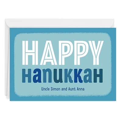 Blue and White Block Lettering Custom Hanukkah Card for only USD 4.99 | Hallmark