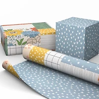Patchwork Floral/Mini Hearts on Blue Reversible Wrapping Paper, 20 sq. ft. for only USD 4.99 | Hallmark
