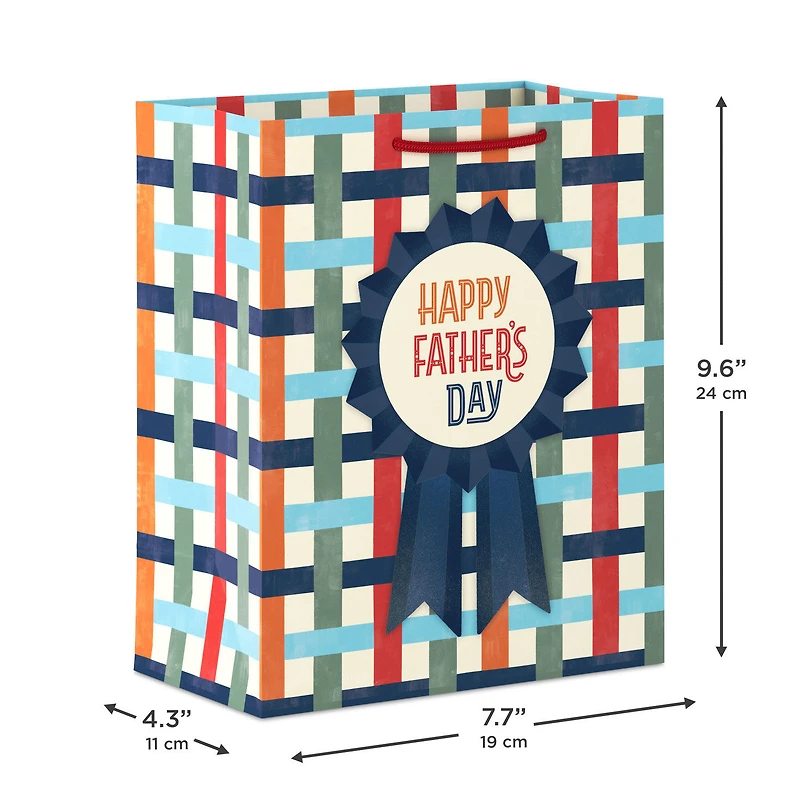 9.6" Blue Ribbon on Basketweave Medium Father's Day Gift Bag for only USD 3.99 | Hallmark
