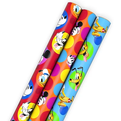 Disney Mickey Mouse Colorful Dots 3-Pack Assortment Wrapping Paper Roll Bundle, 60 sq. ft. total for only USD 16.99 | Hallmark
