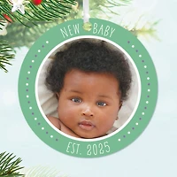 New Baby Round Metal Personalized Ornament, Custom Photo and Text for only USD 17.99 | Hallmark