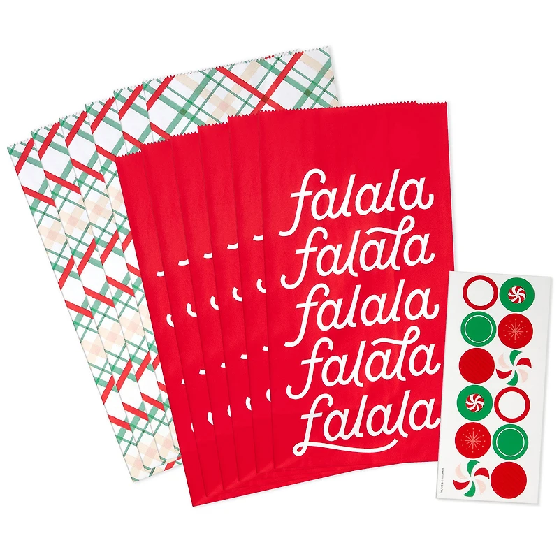 Plaid and Fa La La Christmas Goodie Bags With Stickers, Pack of 12 for only USD 6.99 | Hallmark