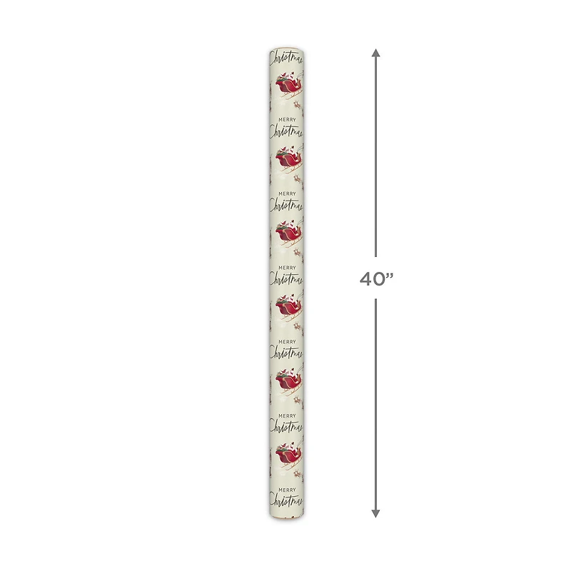 Reindeer and Sleigh on Ivory Jumbo Christmas Wrapping Paper Roll, 90 sq. ft. for only USD 9.99 | Hallmark
