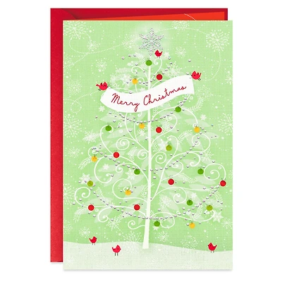 Snowy Tree With Ornaments and Cardinals Christmas Card for only USD 2.00 | Hallmark