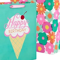 Flowers and Ice Cream 2-Pack Birthday Gift Bag Bundle for only USD 8.99 | Hallmark