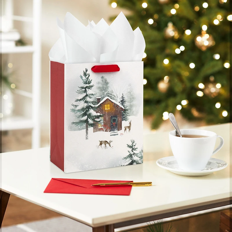 9.6" Cozy Cabin Scene Medium Holiday Gift Bag for only USD 3.49 | Hallmark