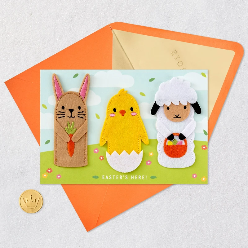 Bunny, Chick and Lamb Easter Card With Removable Finger Puppets for Kids for only USD 8.99 | Hallmark