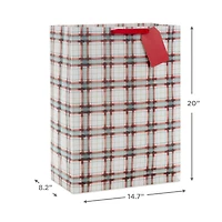 20" Farmhouse Plaid on White Jumbo Christmas Gift Bag for only USD 5.99 | Hallmark