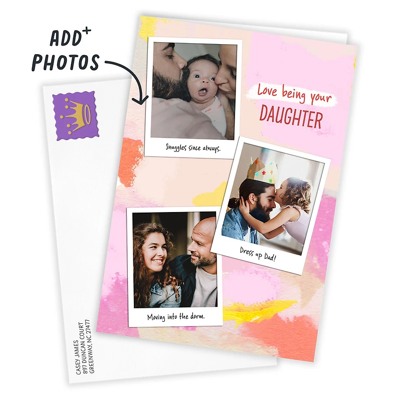 Personalized Snapshots on Pink Watercolor Photo Card for only USD 4.99 | Hallmark
